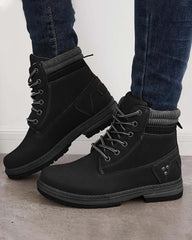Women's Casual Comfy Split Joint Lace-up Flat Martin Boots