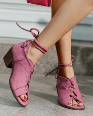 Women's Casual Daily Lace-up Chunky Heel Sandals