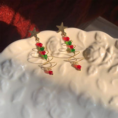 Women's  Design Colorful Christmas Tree Earrings