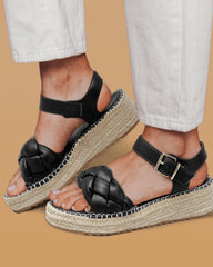 Women's Casual Braided Strap Adjusting Buckle Flat Sandals