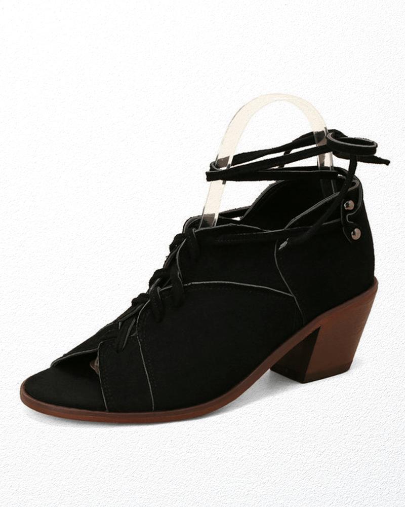Women's Casual Daily Lace-up Chunky Heel Sandals