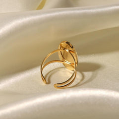 Women's 18K Gold Plated Mother of Pearl Ring