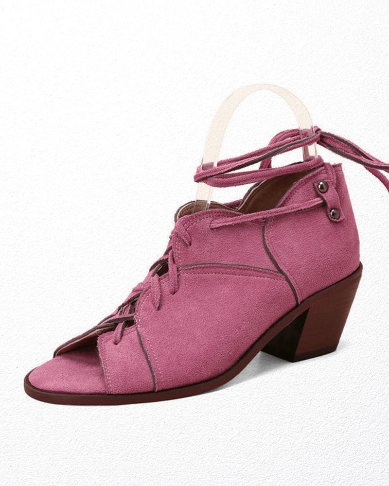Women's Casual Daily Lace-up Chunky Heel Sandals
