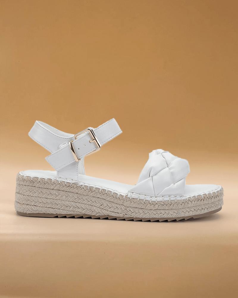 Women's Casual Braided Strap Adjusting Buckle Flat Sandals