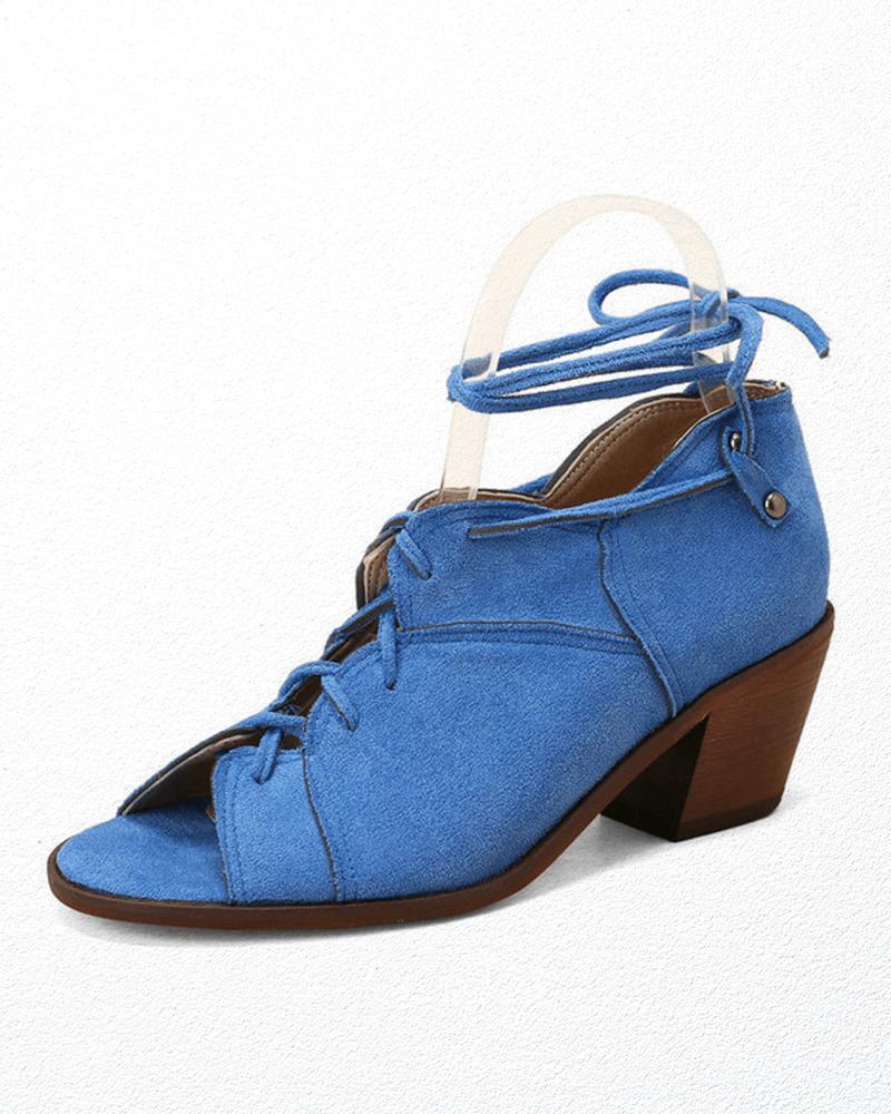 Women's Casual Daily Lace-up Chunky Heel Sandals