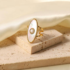 Women's 18K Gold Plated Mother of Pearl Ring