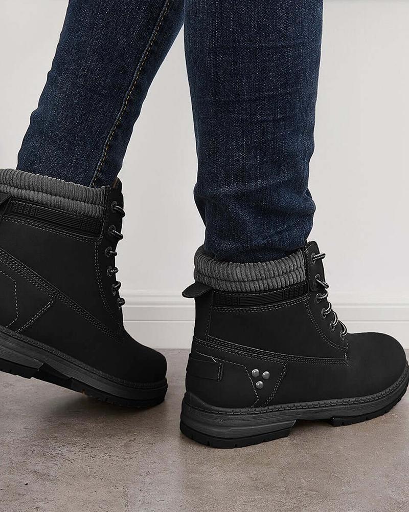 Women's Casual Comfy Split Joint Lace-up Flat Martin Boots