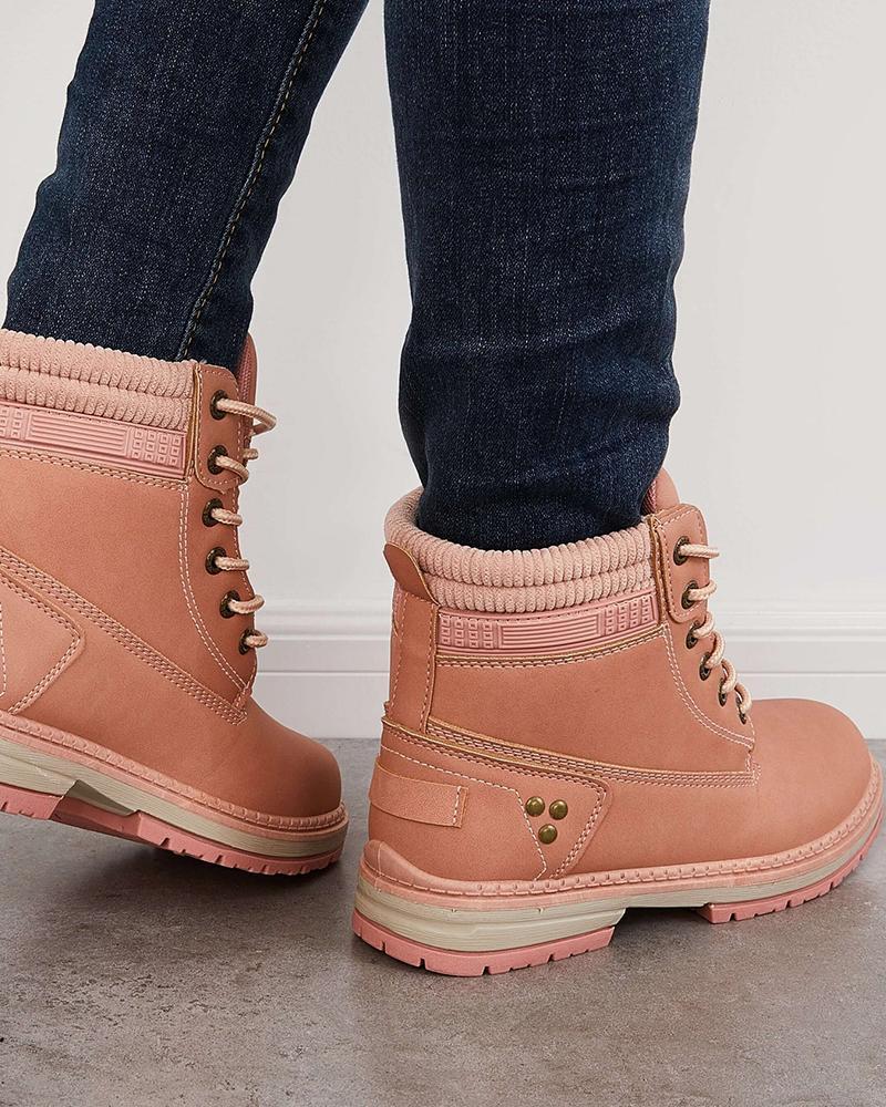 Women's Casual Comfy Split Joint Lace-up Flat Martin Boots