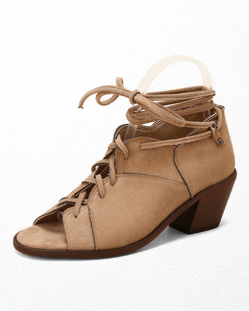 Women's Casual Daily Lace-up Chunky Heel Sandals
