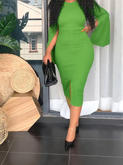 Cloak Split Sleeve Bodycon Midi Dresses