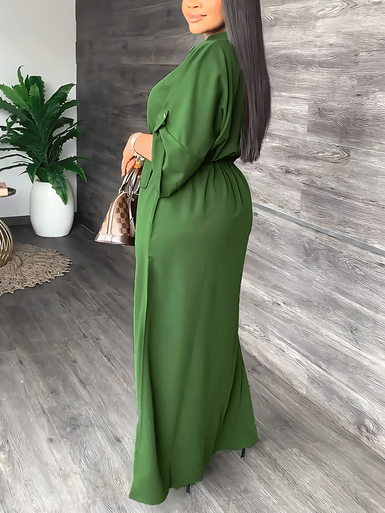 V-neck Split Maxi Dresses