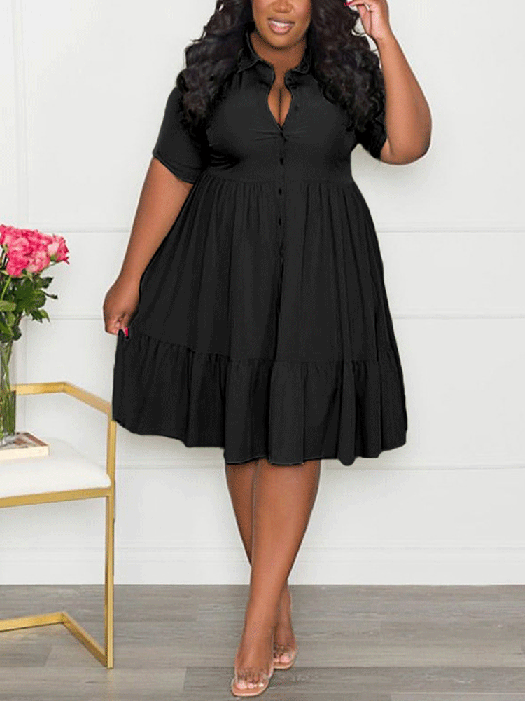 V-neck Lapels A-line Mini Dresses