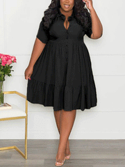 V-neck Lapels A-line Mini Dresses