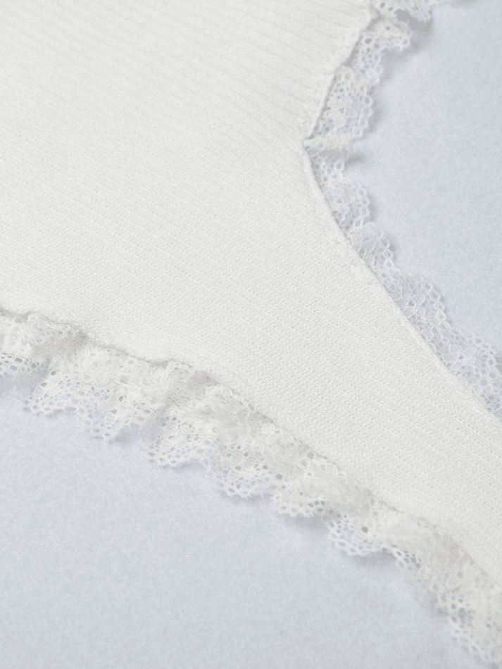 Lace Trim Crop Knit Tank Top