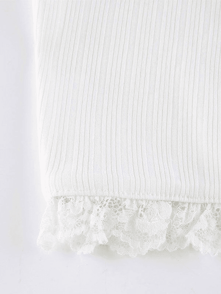 Lace Trim Tie Strap Crop Cami Top