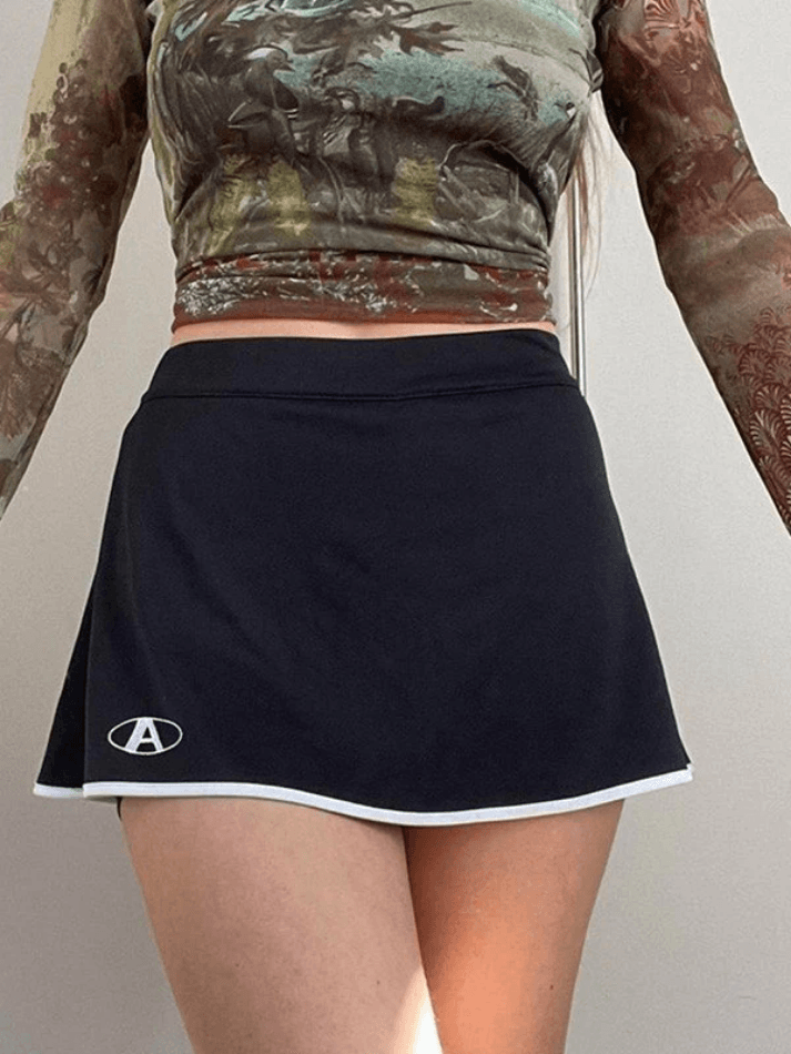 Lined Tennis Mini Skirt