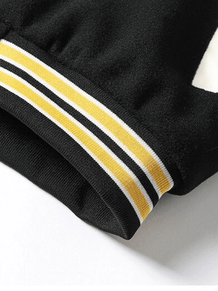 Men's Embroidery Button-Up Varsity Jacket