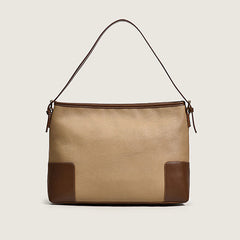 Contrast Color Buckle Trim Tote Bag - Brown