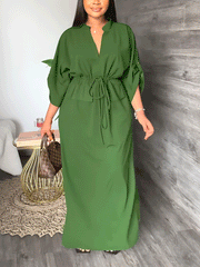 V-neck Split Maxi Dresses