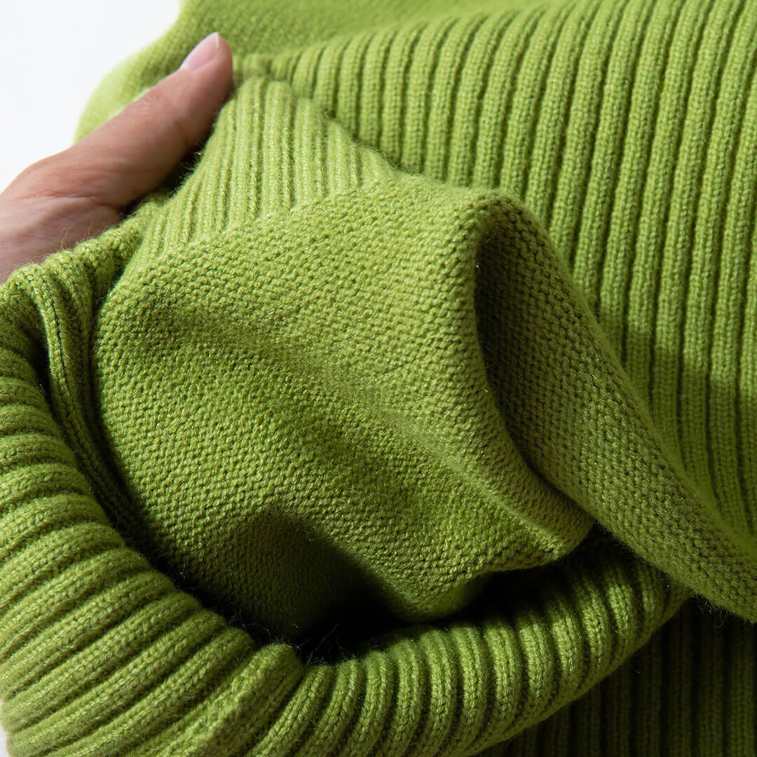 High Low Turtleneck Long Sleeve Sweater - Olive