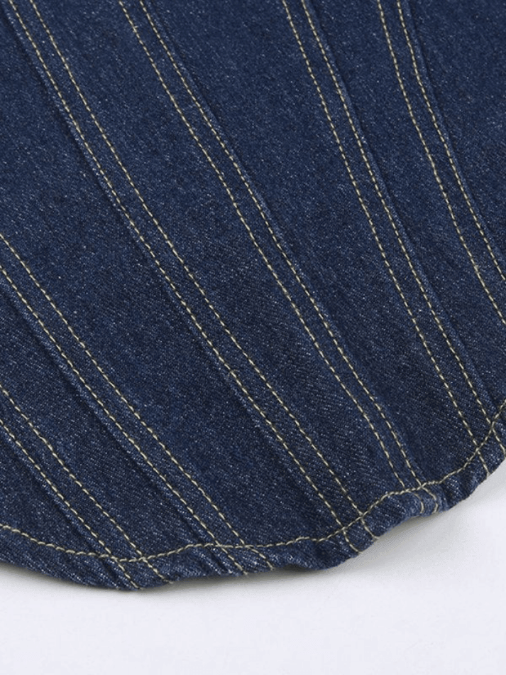 Patchwork Denim Corset Top