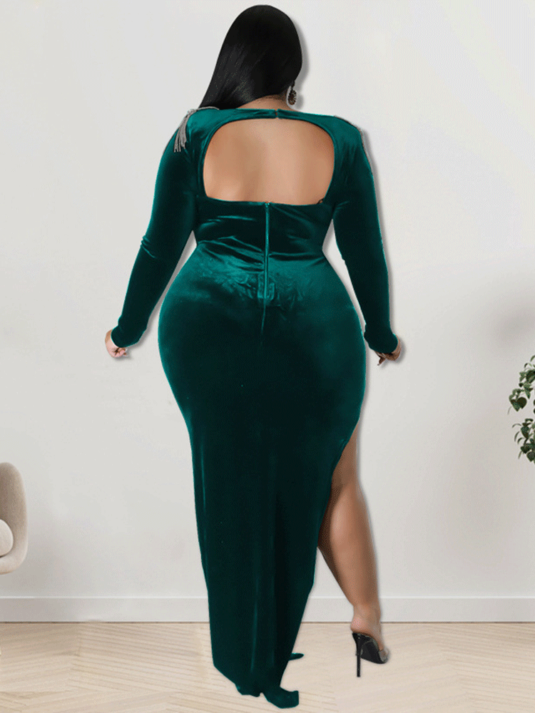 Velvet Slit Midi Dresses