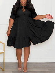 V-neck Lapels A-line Mini Dresses