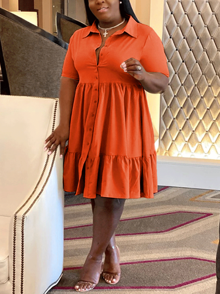 V-neck Lapels A-line Mini Dresses