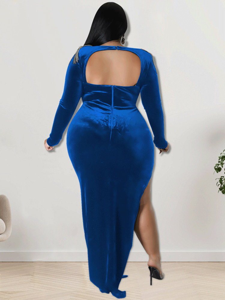 Velvet Slit Midi Dresses