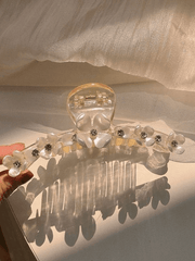 Rhinestone Decor Floral Hair Claw