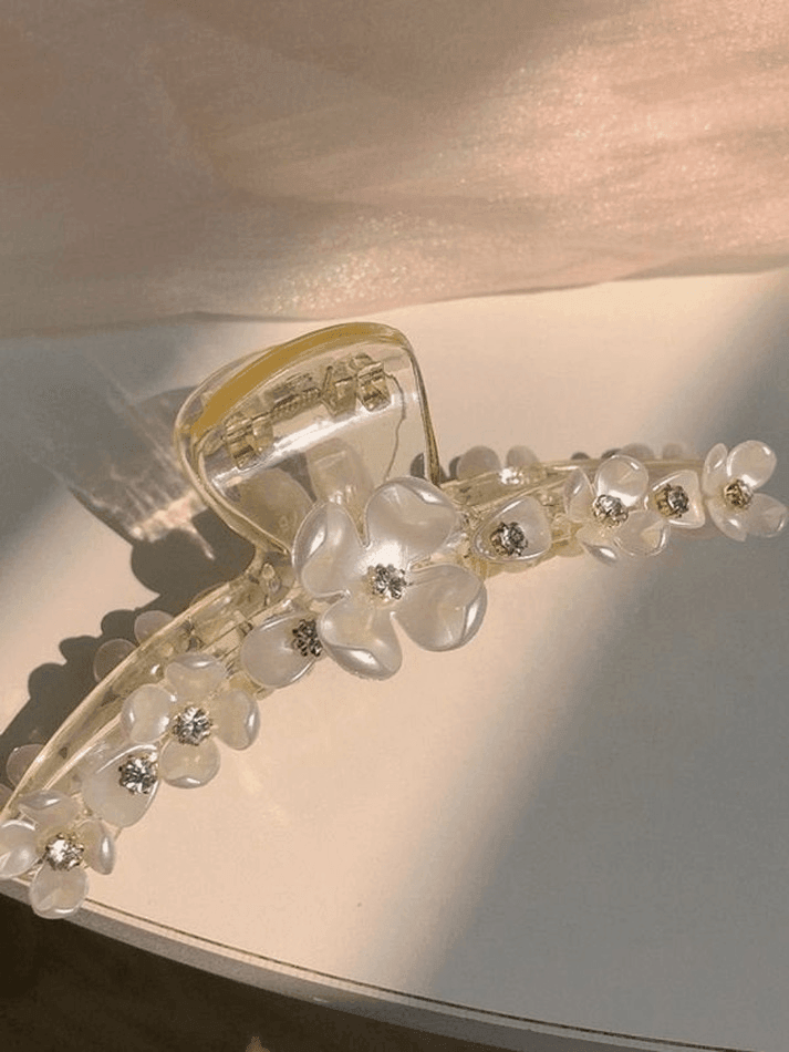 Rhinestone Decor Floral Hair Claw