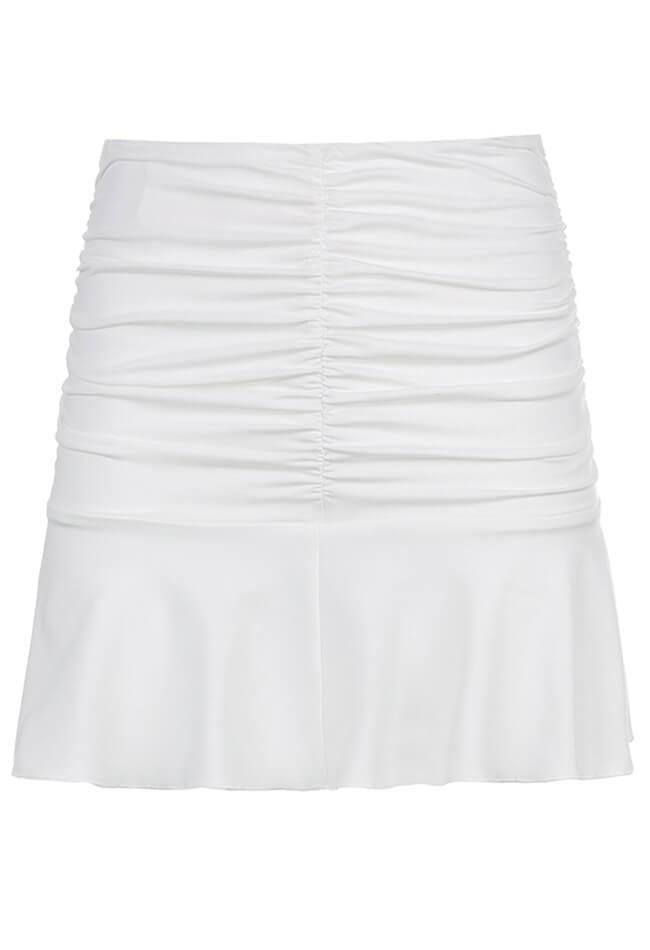 Ruched Ruffle Mini Skirt