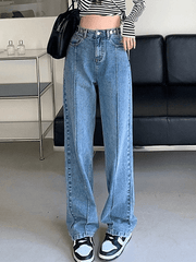 Seam-Detail Blue Boyfriend Jeans