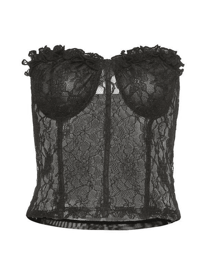 Sheer Mesh Lace Bustier