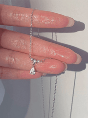 Silver Rhinestone Drop Decor Necklace