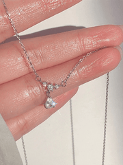 Silver Rhinestone Drop Decor Necklace