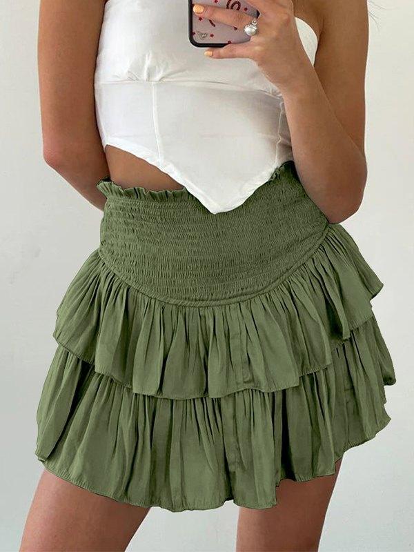 Smock Tiered Ruffle Mini Skirt