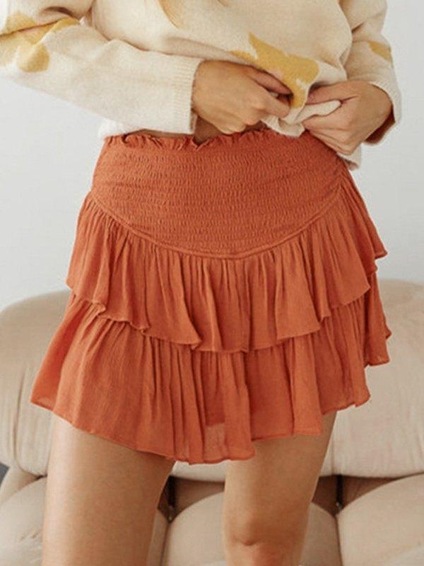 Smock Tiered Ruffle Mini Skirt