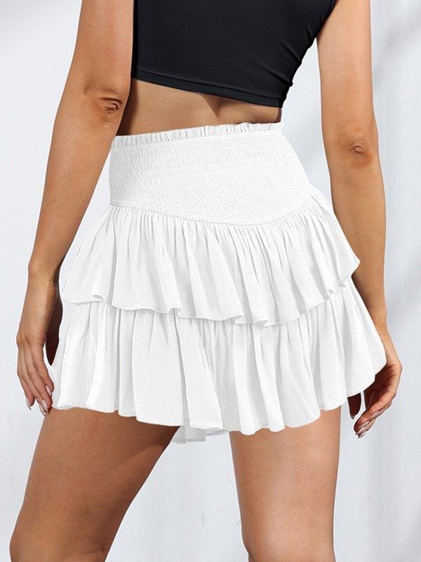 Smock Tiered Ruffle Mini Skirt