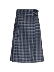 Split Checkered Pleated Midi Skirt