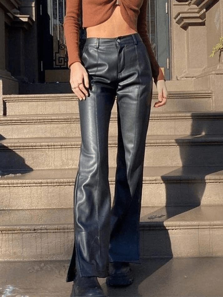 Split Flare Leg Pu Pants