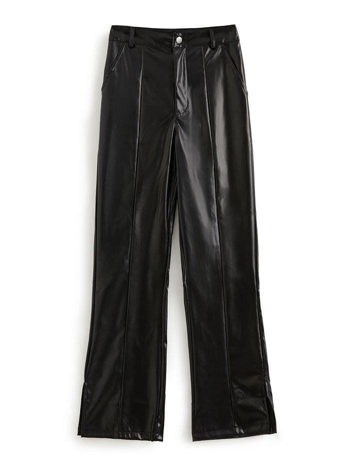 Split Flare Leg Pu Pants