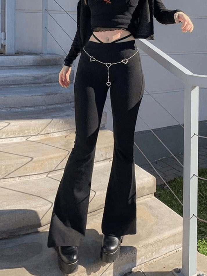 Split High Waist Flare Leg Pants