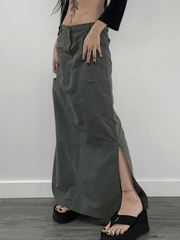 Split Y2K Low Waist Cargo Skirt