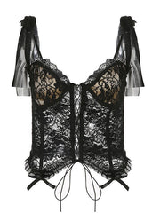 Strap Lace Up Mesh Corset Top
