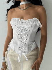 Strapless Paneled Lace Corset Top