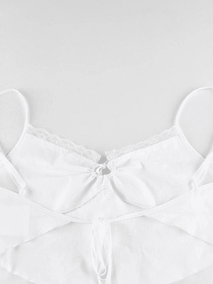 Tie Back Lace Trim Crop Cami Top