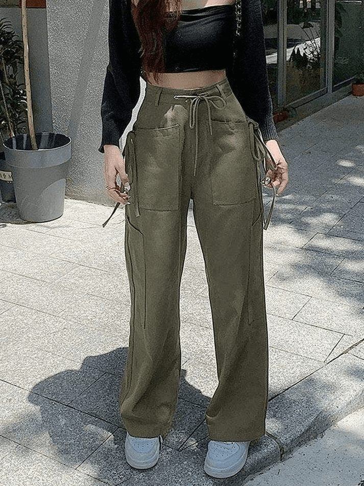 Tie Strap Straight Leg Pants