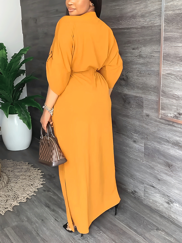 V-neck Split Maxi Dresses