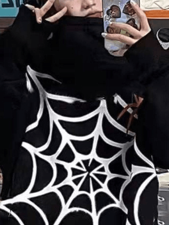 Unisex Loose Fit Spiderweb Graphic Hoodie